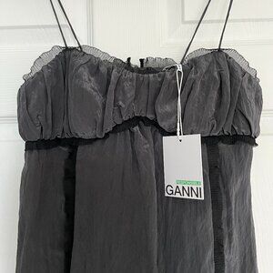 NWT Ganni Shiny Tech Strap Midi Dress - Gray (size 38)